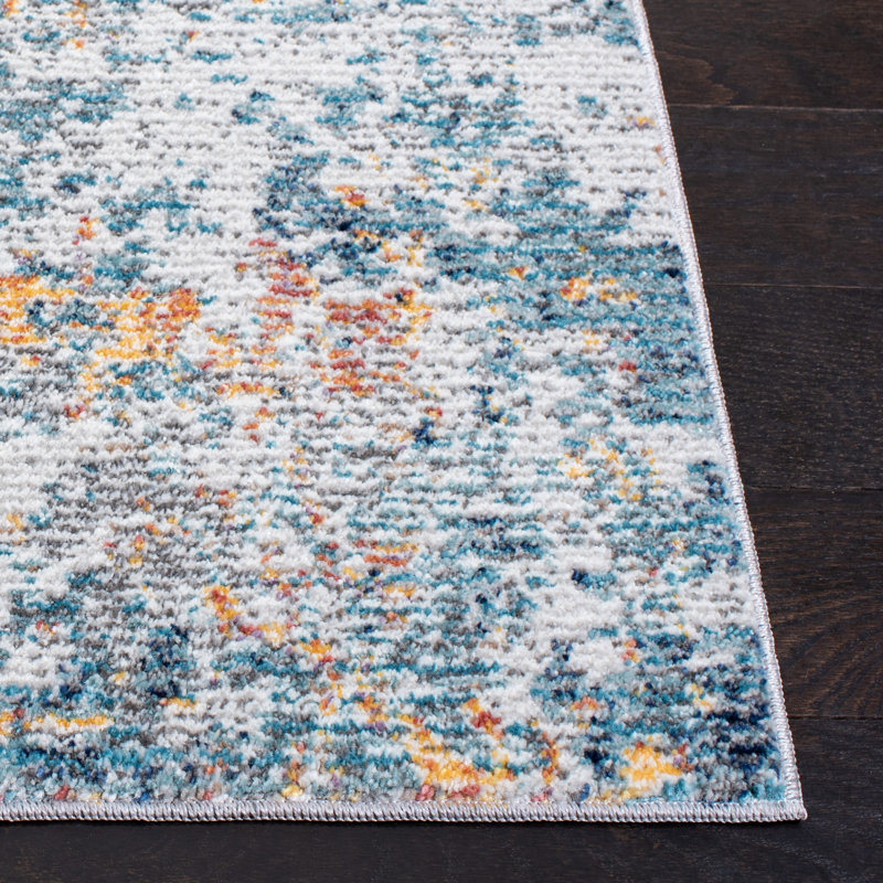 Elysian Blue Oriental 8' x 10' Hand-Knotted Synthetic Area Rug