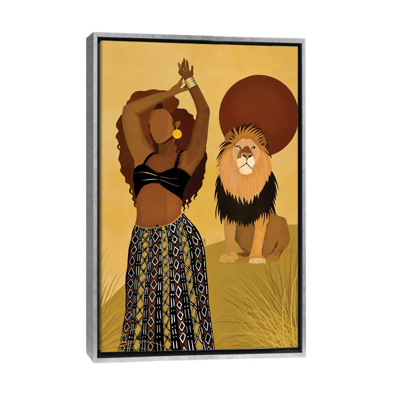 Maya par Bria Nicole-impression d’art graphique, Pas de tapis, H 26 po x l 18 po x 1,5 po, Toile avec cadre argenté