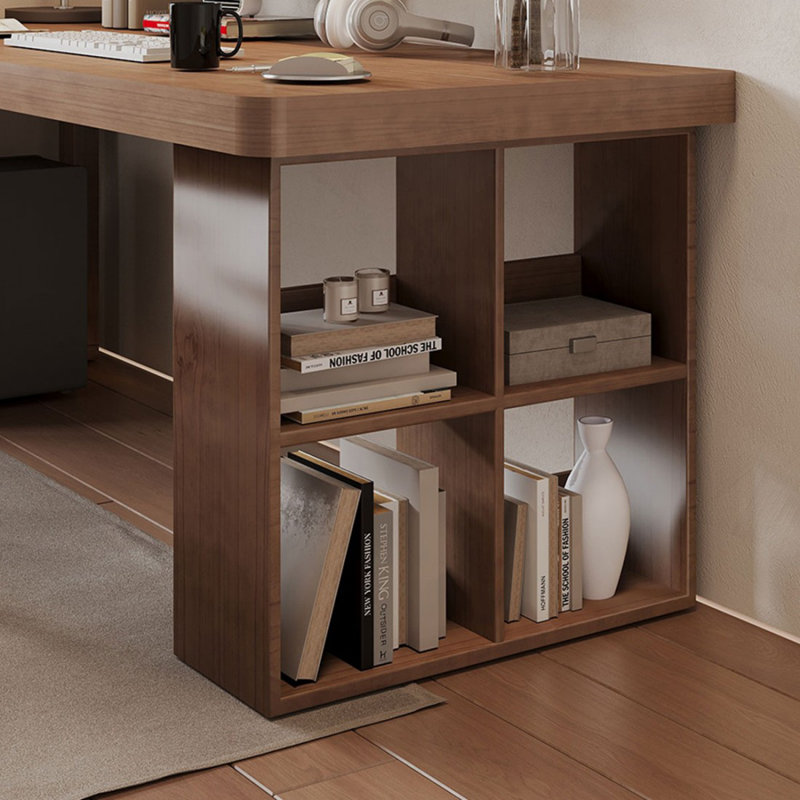 Bureau de direction rectangulaire en bois massif brun, H 29,53 po x l 86,61 po x P 31,5 po