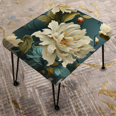 Baroque Green Damask Flower Legacy - Damask Rectangle Ottoman