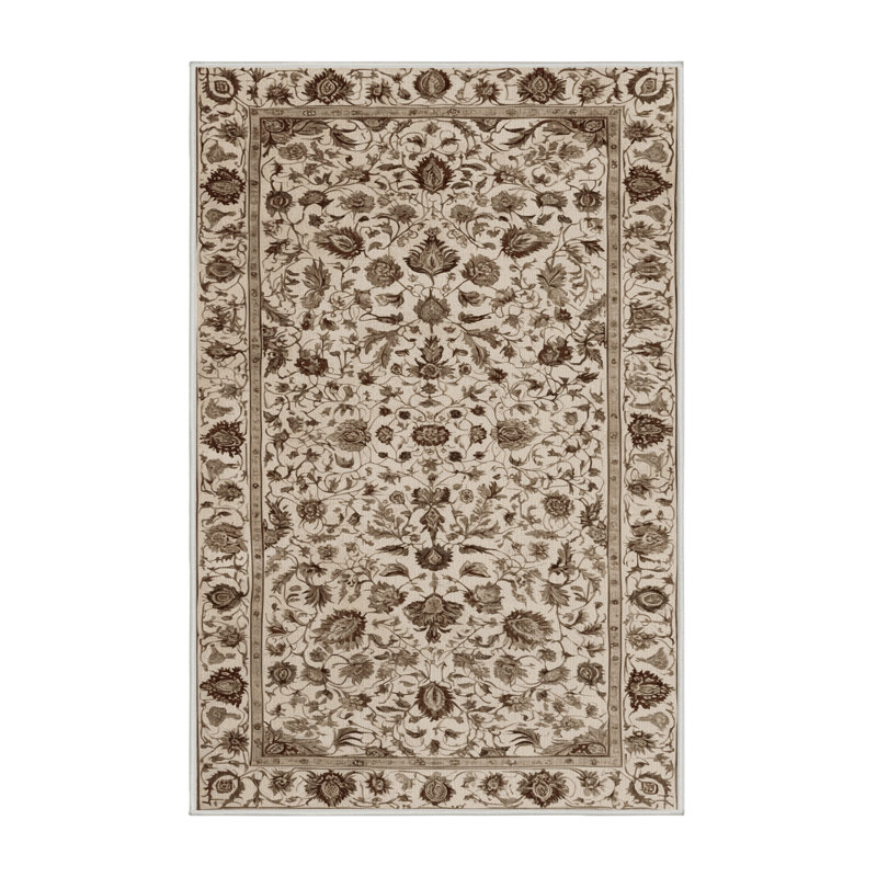 Tapis turc beige lavable à la machine, Rectangle 7 pi x 9 pi