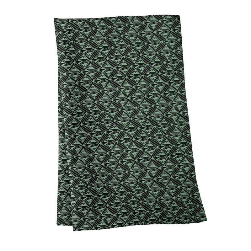 Torchon Suoz Classic Art Deco, Polyester sergé, Vert / Noir