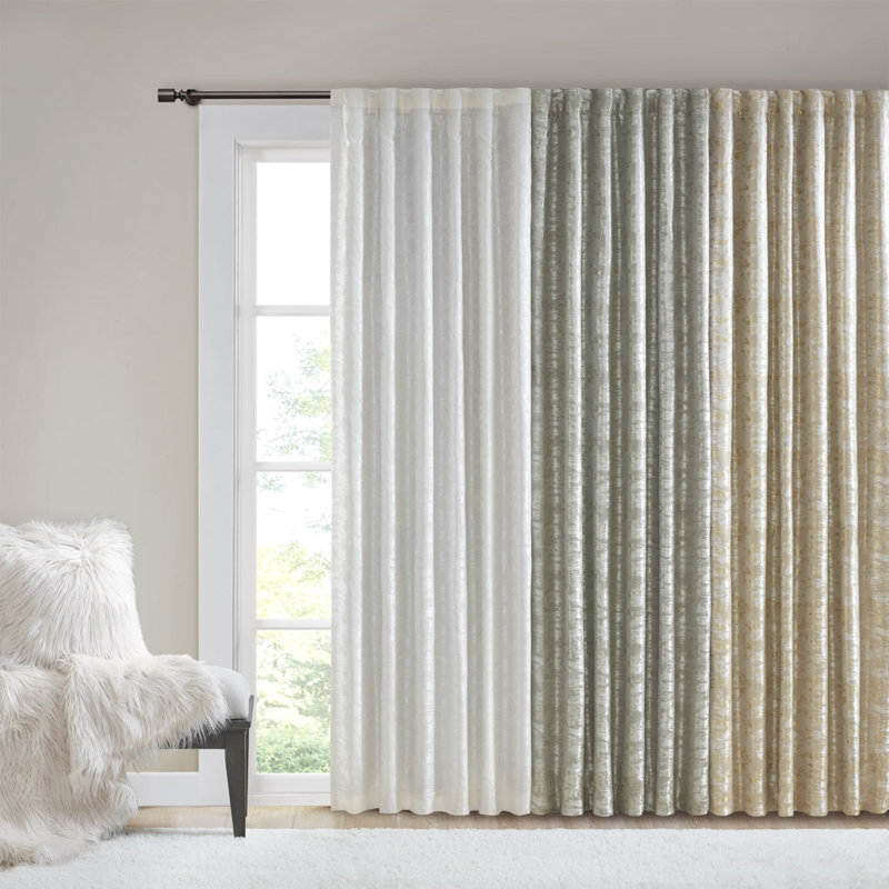 Rideau occultant avec passe-tringle Jacquard, Doré, L 50 po x L 84 po