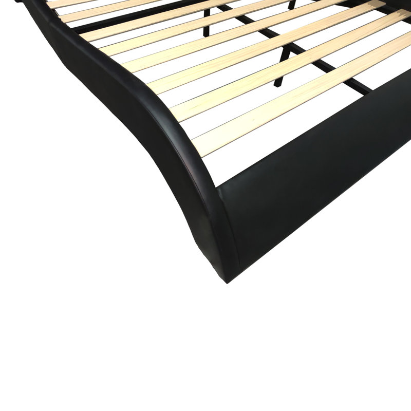 Cadre de lit en similicuir connecté avec massage et lumières réglables, revêtement moderne très grand, option de vibration des haut-parleurs exposés