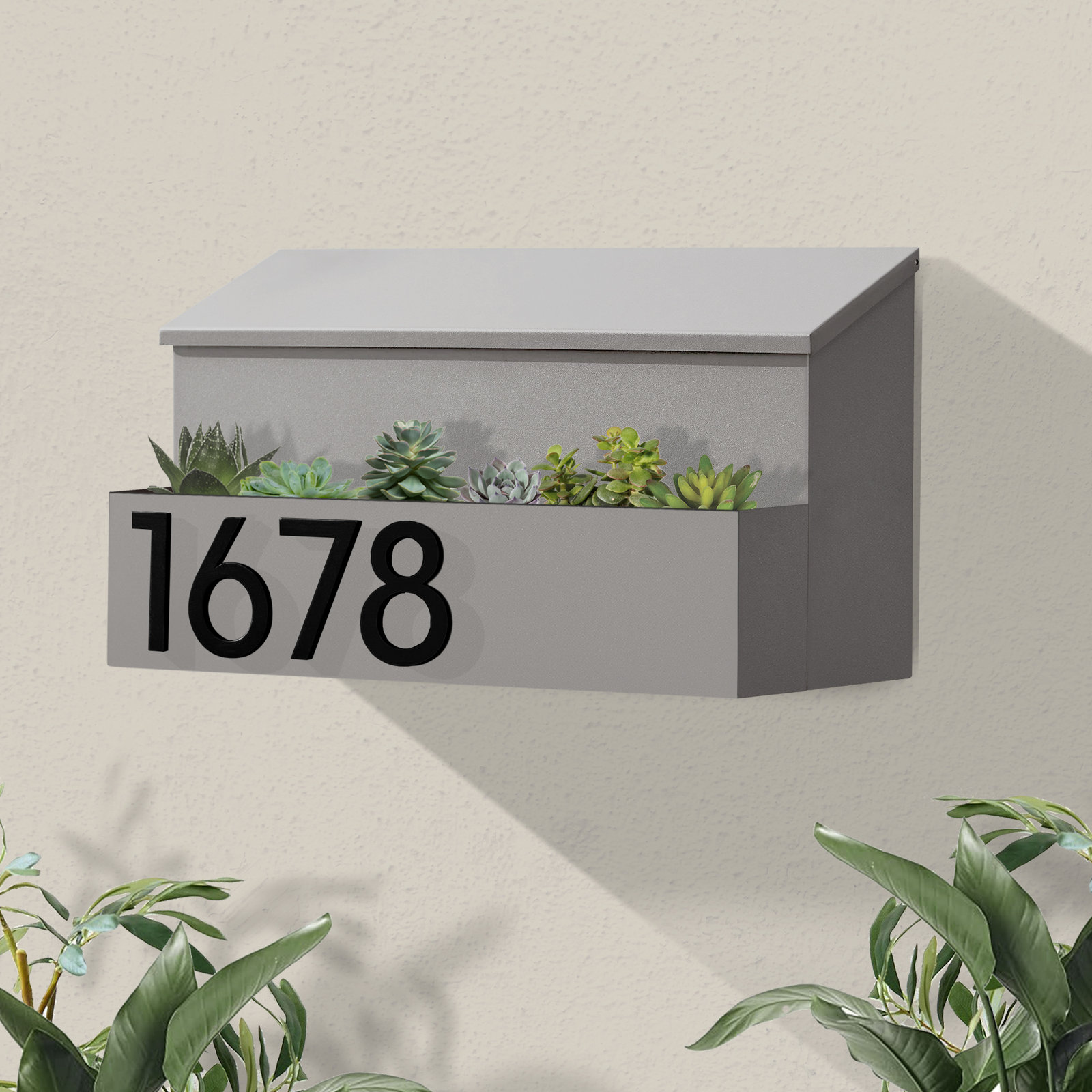 Garden Steel Wall-Mounted Mailbox, Yes, Black, Gray