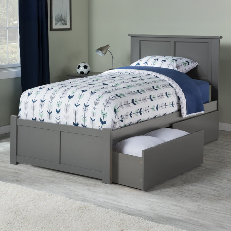 Lit plateforme avec rangement en bois massif Arrianne, Simple TG