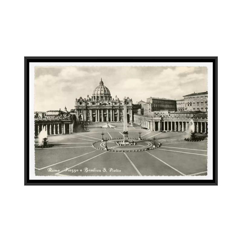 « st. pierre basilica », impression sur toile, H 18 po x l 26 po x P 1,5 po, Toile avec cadre noir, Pas de tapis