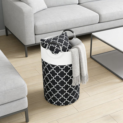 Panier à linge pliable en tissu de grande capacité avec poignées en aluminium, bac de rangement cylindrique pour la maison, le dortoir ou un usage commercial, 115 L