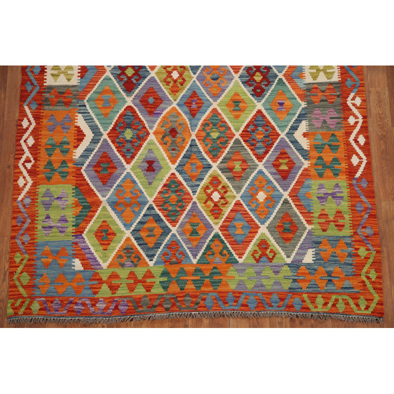 Tapis oriental coloré Kilim 5 x 6