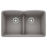 Diamond SILGRANIT 32" L X 19.25'' W Double Bowl Undermount Kitchen Sink with Low Divide