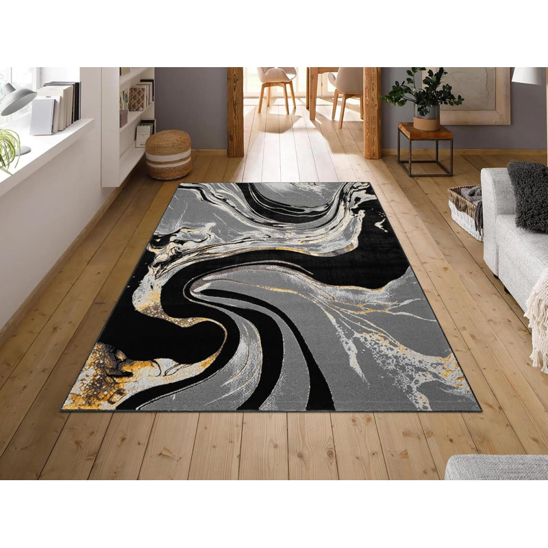 Charona Abstract Flatweave Indoor / Outdoor Area Rug, Rectangle 60 x 110 cm