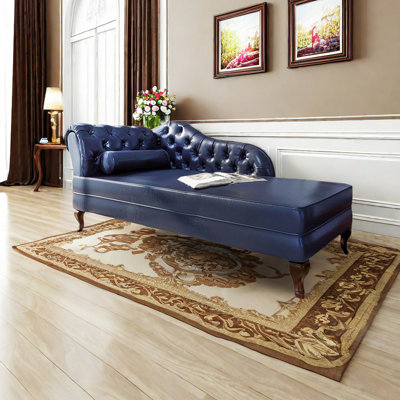 Chaise longue classique rembourrée en similicuir