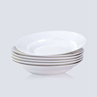 Round White Ceramic Dinner Plates Set