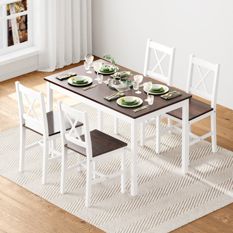 Dining Table Set, Brown, 29" H x 43" W x 26" D