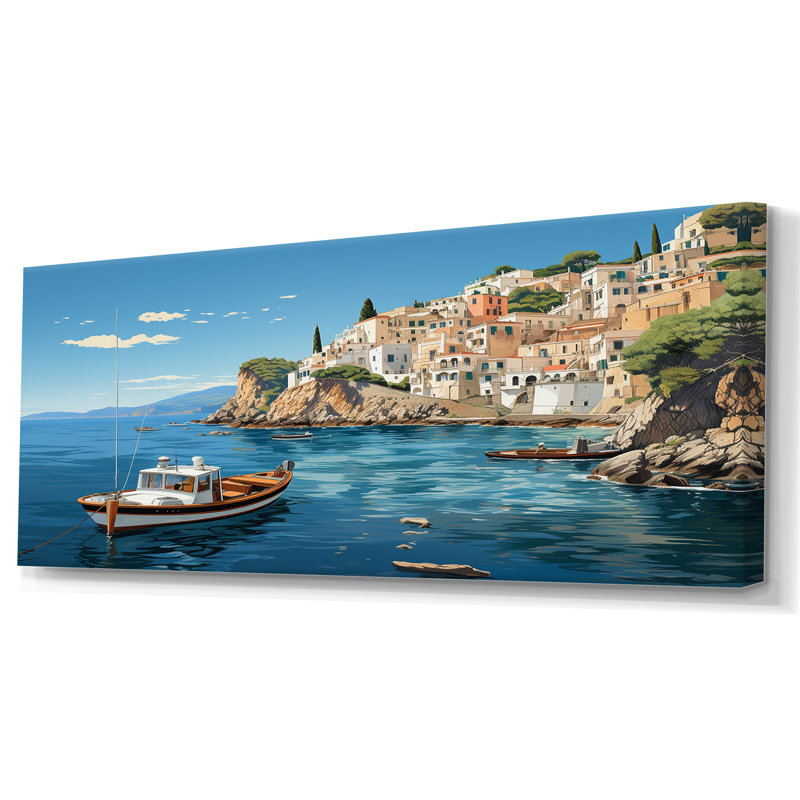 Capri, Italie, bleu, village méditerranéen III - paysage, Italie, décoration murale, Toile tendue