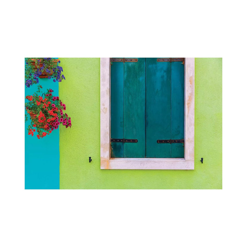 Italy, Burano. Colorful House Wall And Window. by Jaynes Gallery - Wrapped Canvas Print, 66.04 cm H x 45.72 cm W