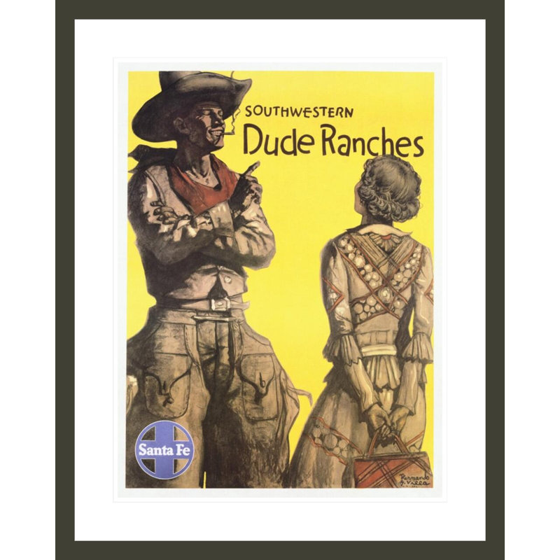 «Southwestern Dude Ranches», affiche par Hernando, H 29,31 po x l 23,5 po