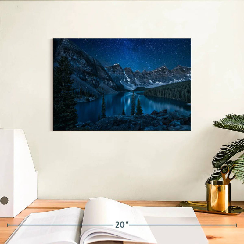 Lac Alaine Moraine la nuit, H 8 po x l 12 po