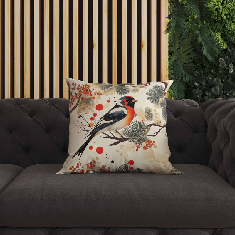Coussin intérieur / extérieur Pine and Ember, Carré 16 po, Beige/Orange