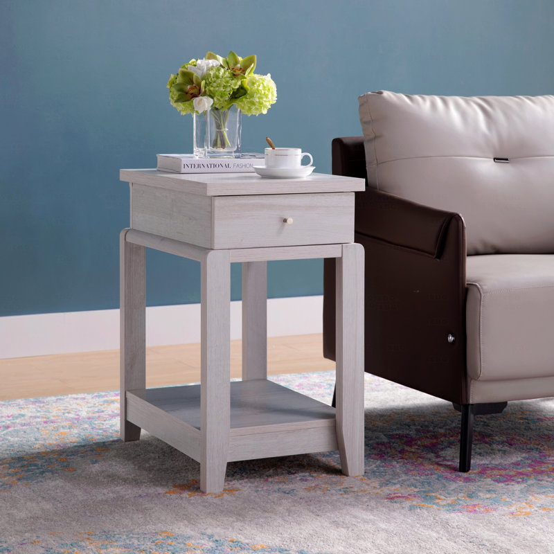 Table d'appoint de chaise avec un tiroir et une tablette inférieure, table d'appoint