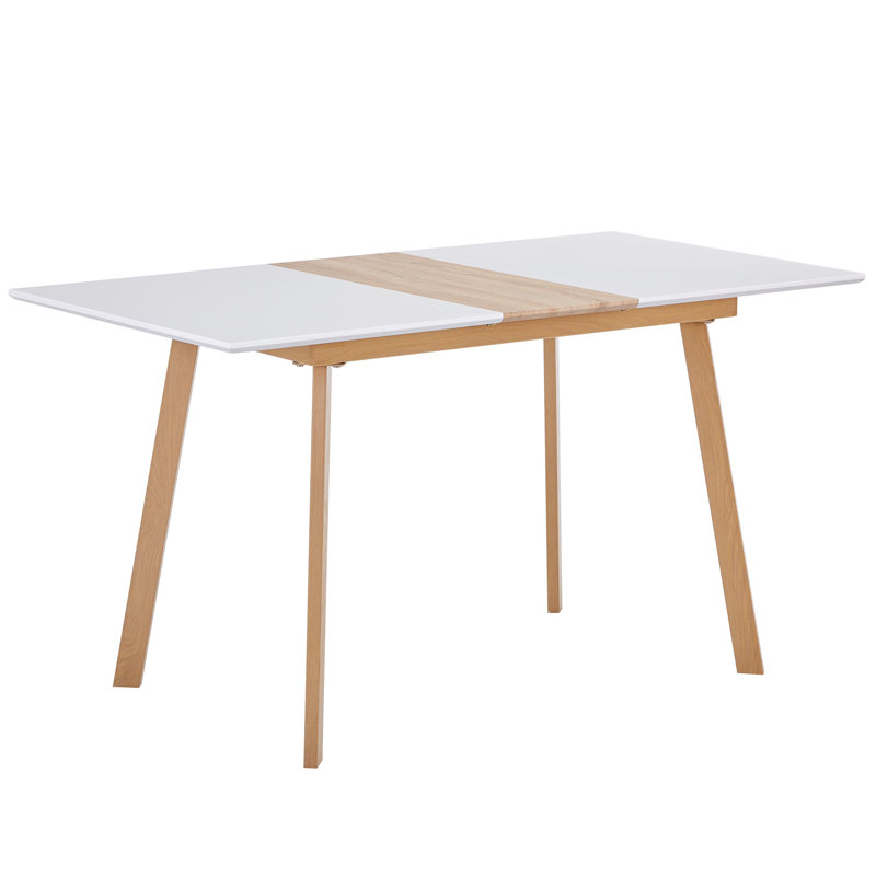 Lozano Extendable Metal Base Dining Table, White/Brown, Natural