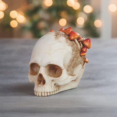 Skull with Mushroom Figurine