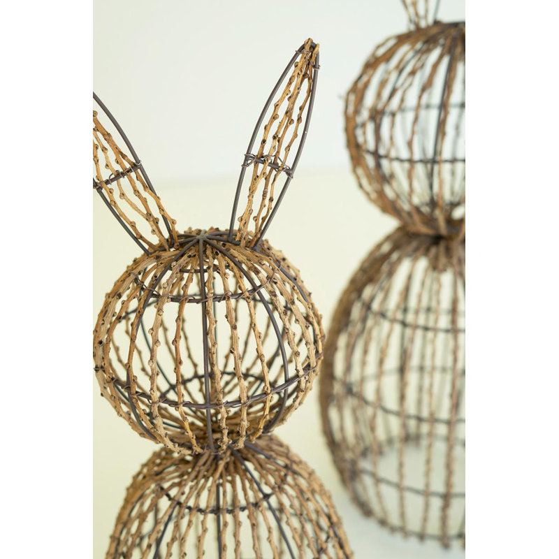  Sculptures de brindilles rustiques et de lapins en fer - ensemble de 2 - hauteur de 30 po