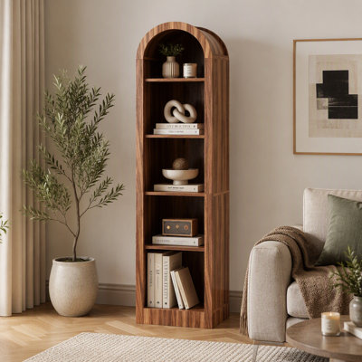 Petite bibliothèque de rangement Mid-Century à 5 niveaux avec tablette de rangement ouverte