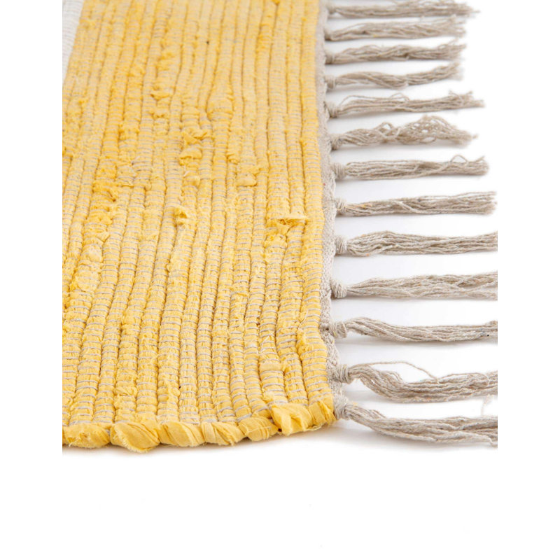 Abishanth Cotton Striped Indoor Rug, Square 5'1"
