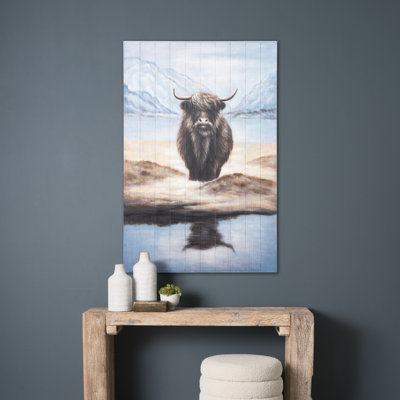 Peinture de bœuf sauvage sur bois