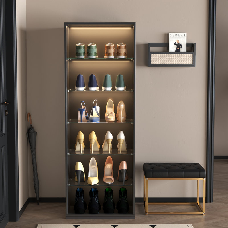 Cyntheia Rotating Bookshelf with LED Lights, 6 Tier Revolving Bookcase with Adjustable Shelf, Black