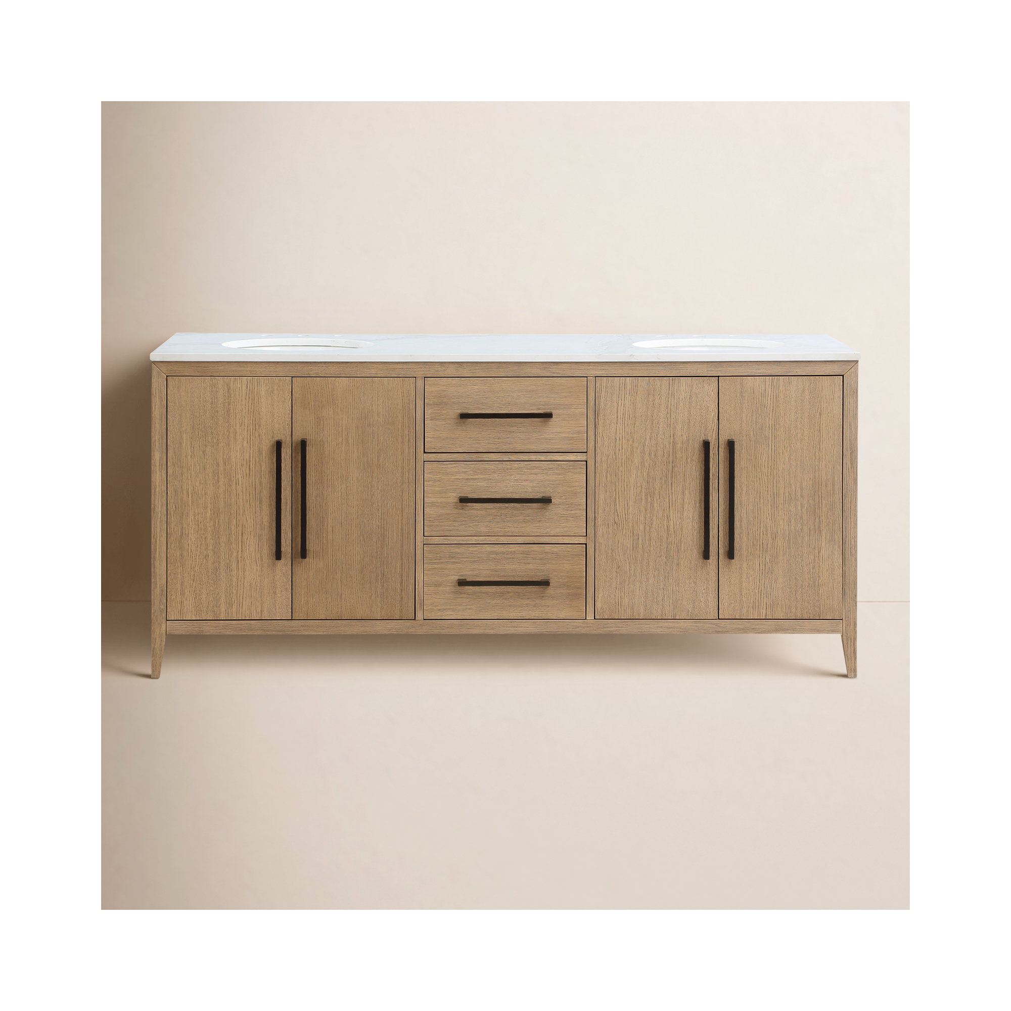 Alsup 72" Double Bathroom Vanity, Wire Brushed Oak