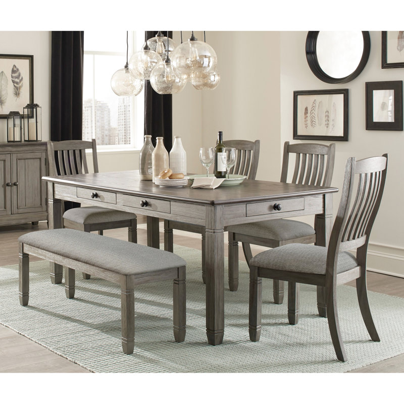 De 2 chaises de salle à manger décontractées, bois gris antique, tissu recouvert de tissu, 19,5 po x 24,5 po x 40 po, structure en bois à finition latérale de pièce 2 pièces, tissu, l 19,5 po x P 24,5 po