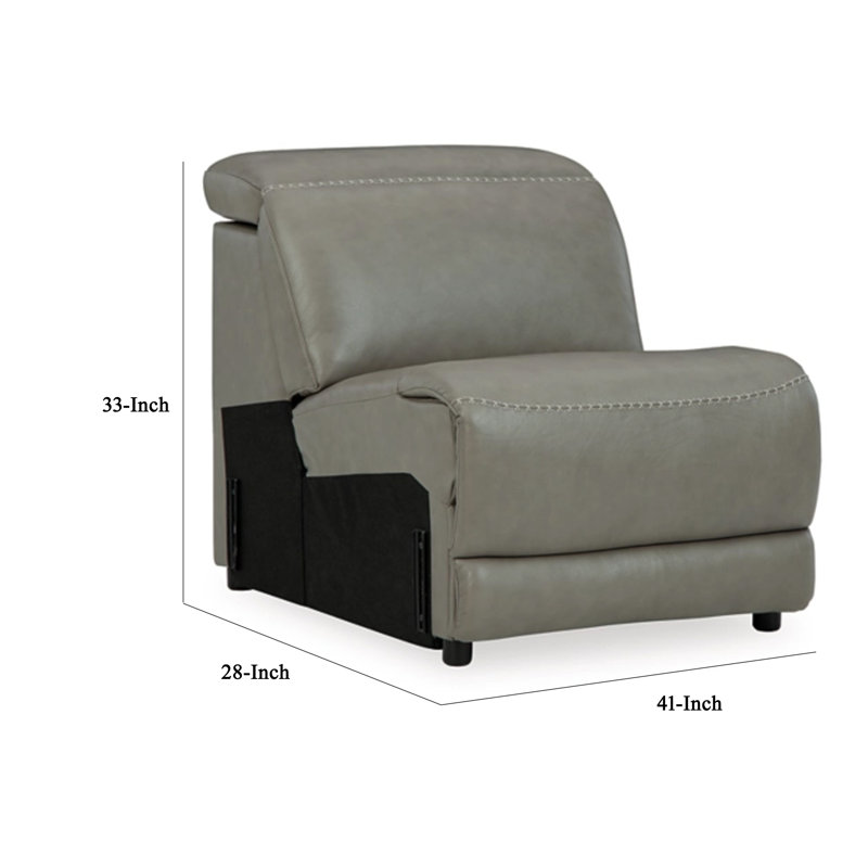 Fauteuil modulaire Reze, cuir véritable gris clair, rembourrage doux