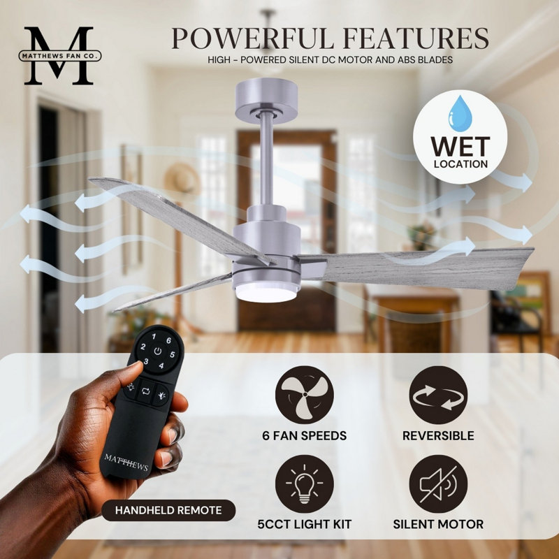Alessandra - Three Blade Transitional Ceiling Fan -LED, Brushed Nickel, 42", Barnwood Tone