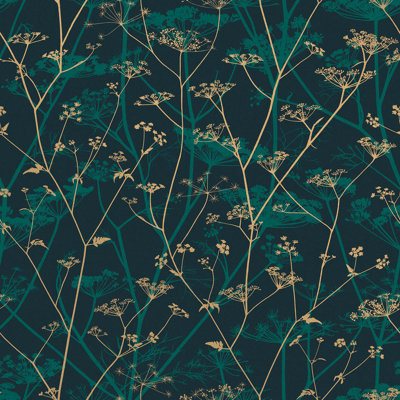 Floral Non-Pasted Metallic Wallpaper Roll