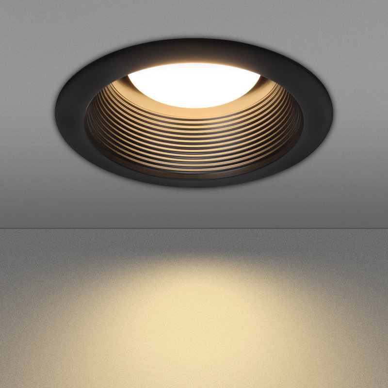 6" Recessed Light Baffle Trim, Full Metal, Anti-Glare Ceiling Can Light Trim for 6" Recessed Can, Matte Black, Matte Black