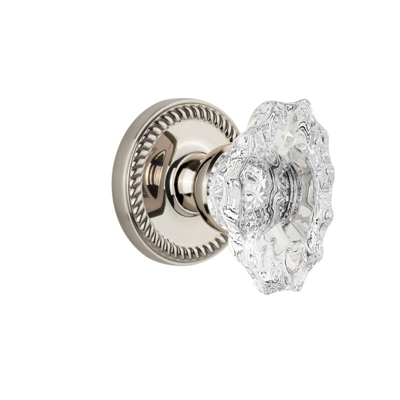 Bouton de porte Grandeur Newport Rosette, 2 3/4 po, Nickel poli