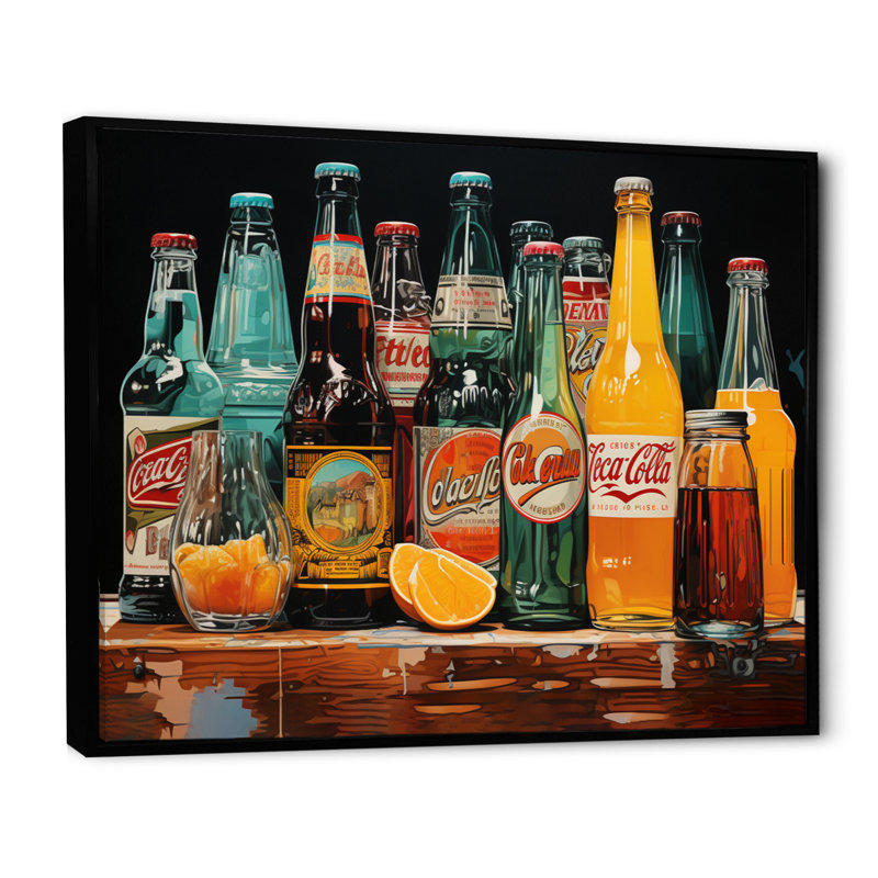 Pop 1950's Cocktail Emotion II sur toile, H 12 po x l 20 po x P 1 po, Cadre flottant noir