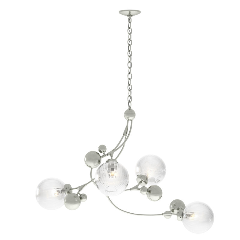 Lustre géométrique unique à 4 lumières Sprig, Eau, Sterling