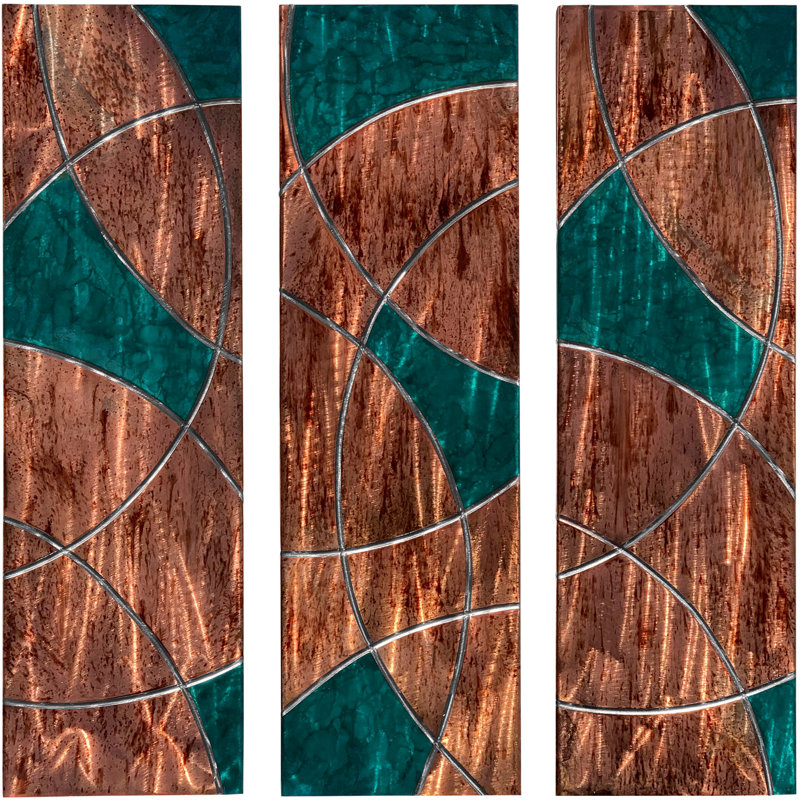 Ensemble de 3 décorations murales abstraites, Vert/brun