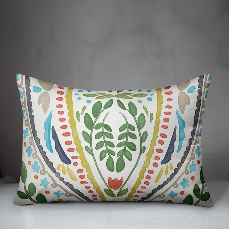 Outdoor Reversible Throw Pillow, Blue, Floral 1