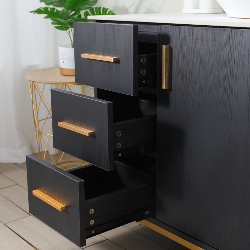Meuble-lavabo moderne 30 po, Noir