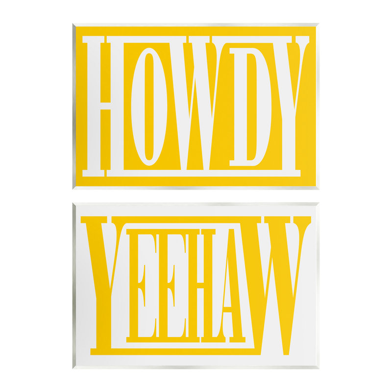 "Yellow Howdy & Yeehaw", ensemble de 2 plaques murales par Grace Popp, H 10 po x l 15 po