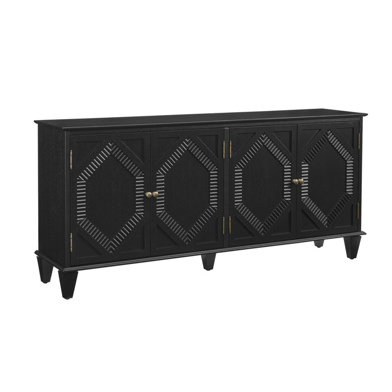 Buffet rétro en bois avec rangement, Noir