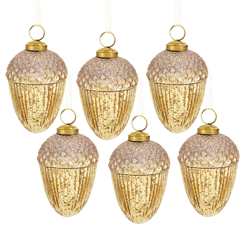 Ornement en forme d'arbre de Noël à suspendre 2 x 2 x 3,3 po, décorations en verre pour décorations de fêtes, lot de 6