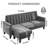 Modern Velvet 3 Seater Sofa with Convertible Ottoman-933065667