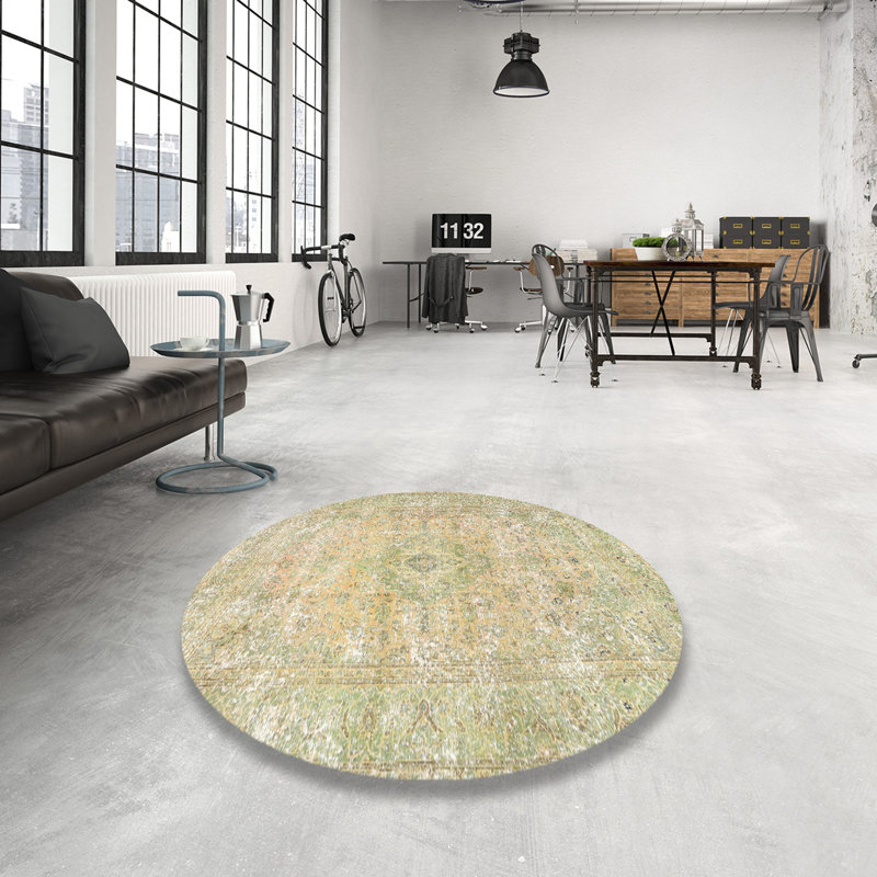 Vert oriental/brun Tapis décoratif ARRIS, Rond 4 pi