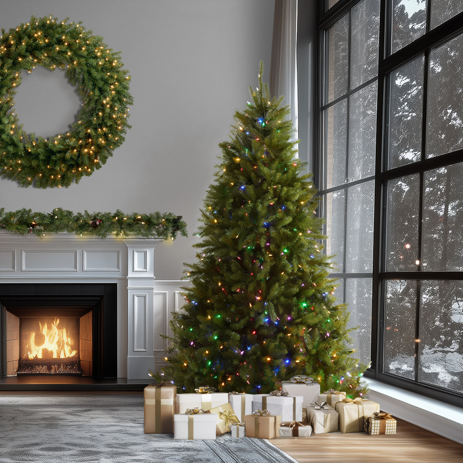 Leterra Dunhill Pre-Lit Fir Christmas Tree, 9'