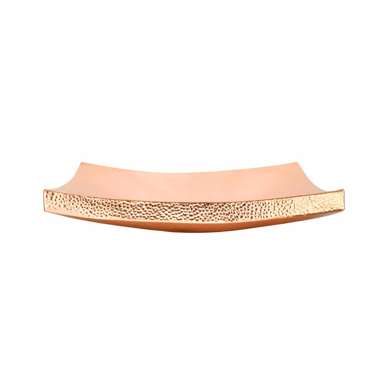 Kohani Hand Hammered Rectangular Vessel Bathroom Sink, Polished Copper
